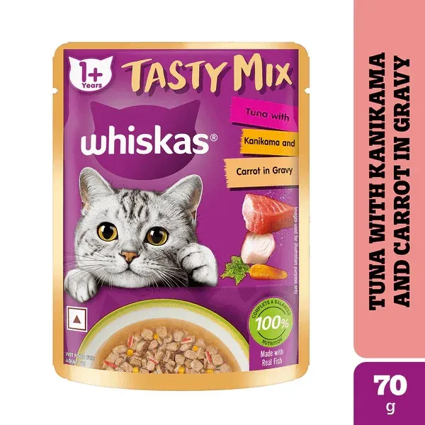Whiskas Tuna With Kanikama And Carrot In Gravy Tasty Mix Adult Cat Wet Food (70g)