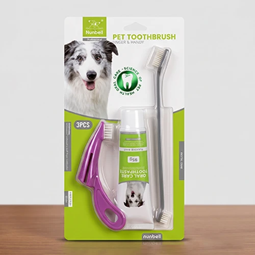 3-in-1 Pet Oral Dental Kit for Dogs & Cats | Finger Toothbrush, Long Handle Brush & Mint Toothpaste (95g) | Teeth Cleaning Kit for Fresh Breath, Tartar & Plaque Control