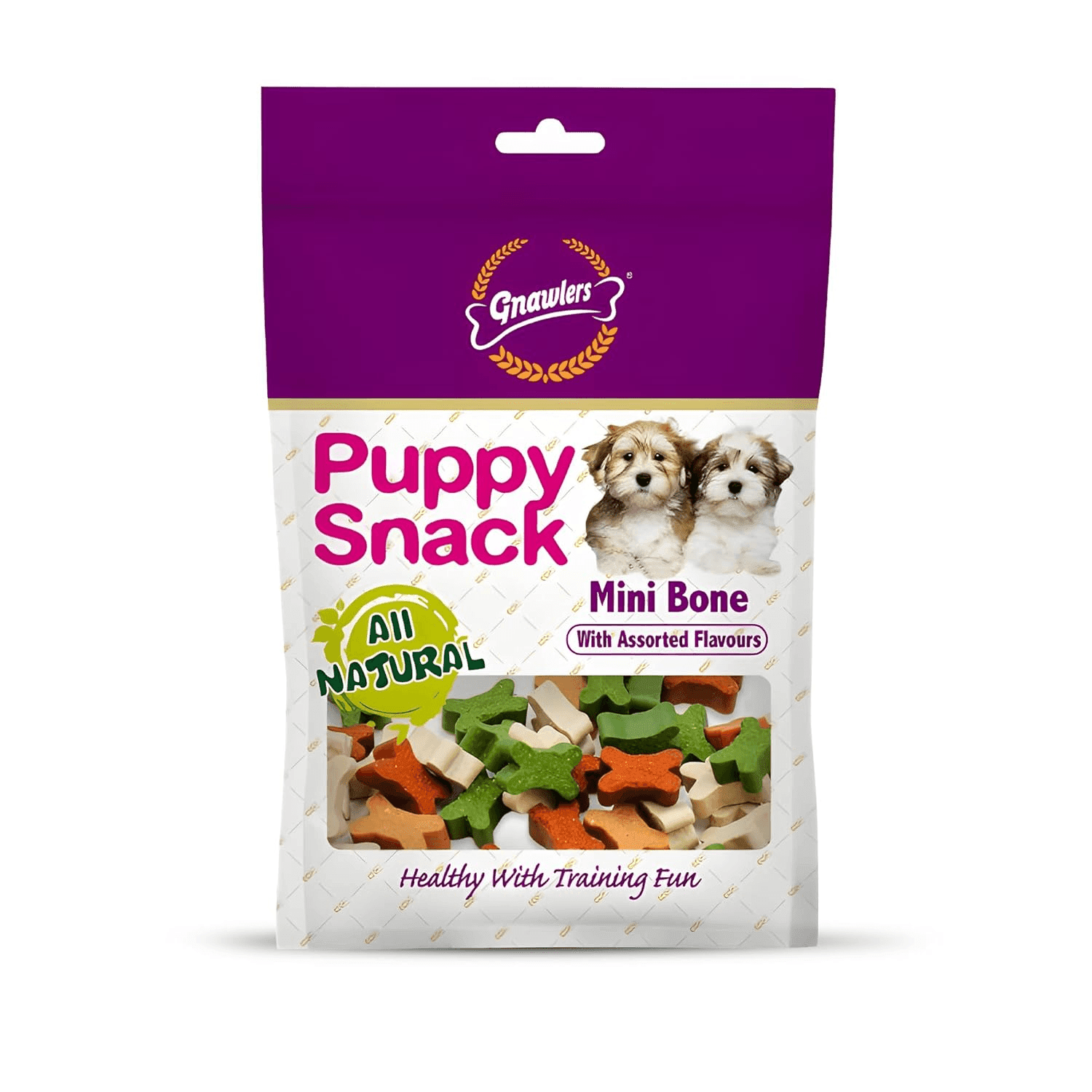Gnawlers Puppy Snack Mini Bone All Natural for Baby Dog Treat with Assorted Flavours (250g)