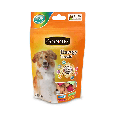 Goodies Energy Treats Mixed Flavour Bone Shaped Dog Treats (125g)