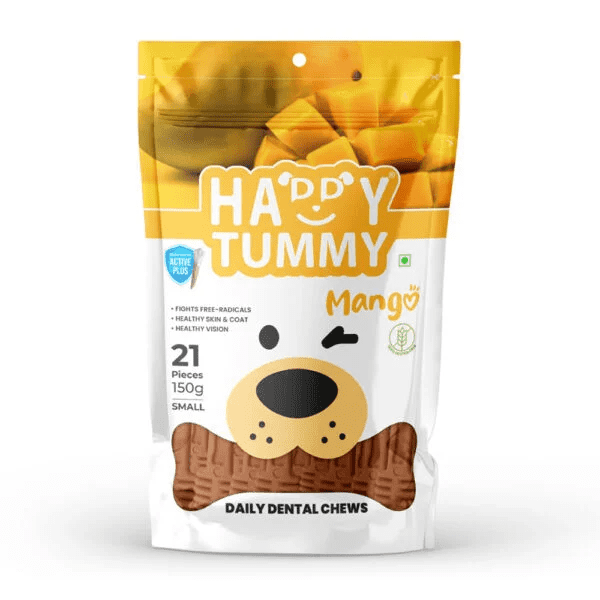Happy Tummy Mango Dental Bone Treat for Adult Dogs and Puppies (150g)