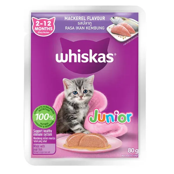 Whiskas Mackerel in Jelly Kitten Cat Wet Food (80g)